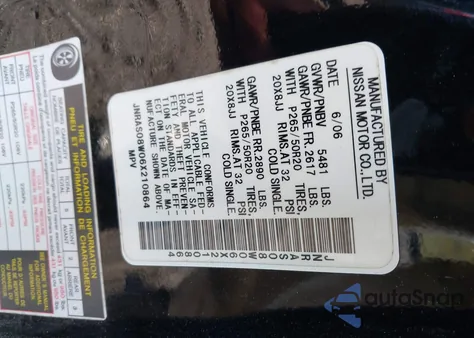 2006 Infiniti Fx35 из США, поврежденный, VIN JNRAS08W06X210864